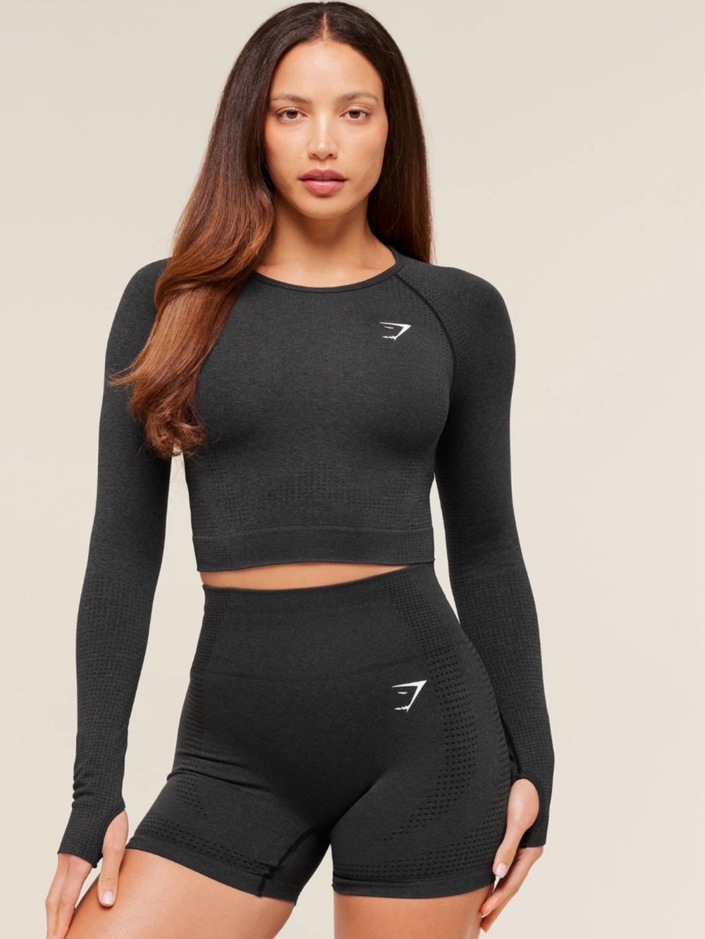 Gymshark Black Seamless Long Sleeve Crop Top